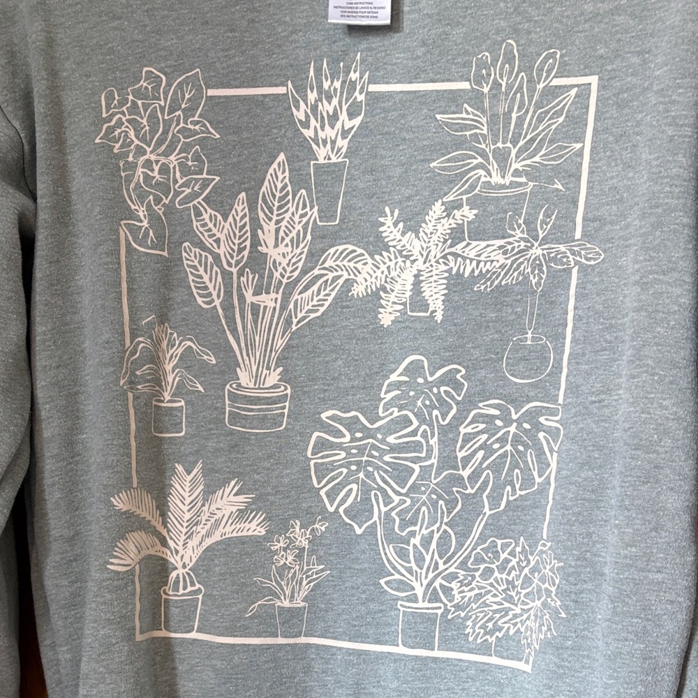 IML Light Sage Green Sweatshirt with White Potted Plant Graphic - Picture 3 of 4